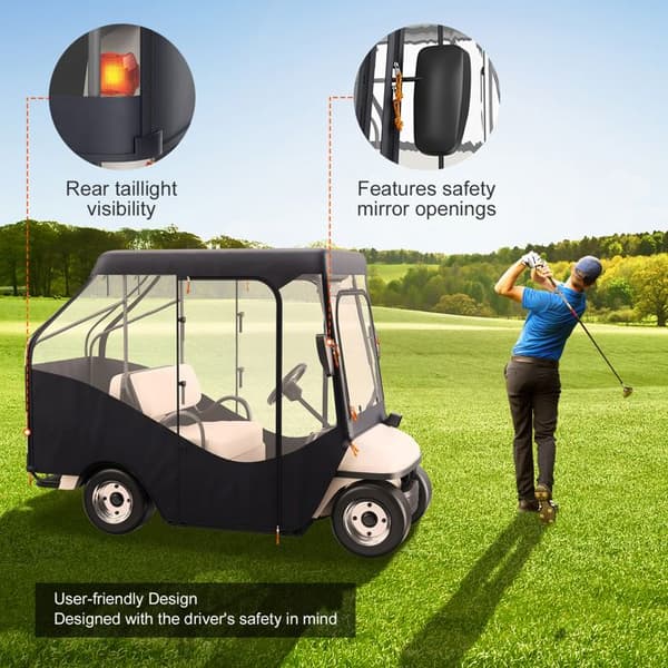 Enclosure til Golfbil-Duoku-Polyester 420D-med 4 Gennemsigtige Vinduer, til Golfbil 4 Passagerer