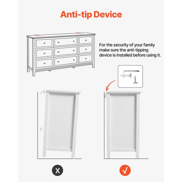 Kommode - DUOKU - 3 kolonner 9 skuffer - Hvid - MDF og spånplader - Anti-tipping skydesystem Vit