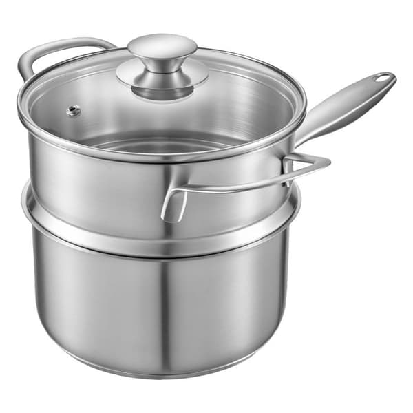 Gratinfad - DUOKU - CS018-3 - 2,4 L - Dampkurv - Glaslåg Naturligt metalliserad