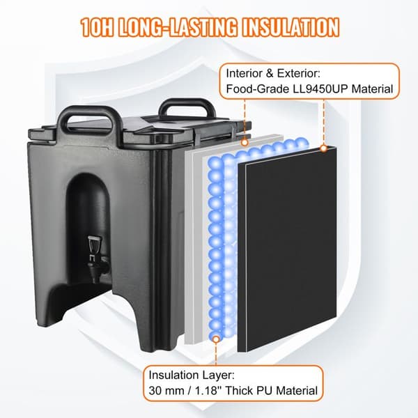 Dryckesdistributör - DUOKU - KF-40 - 10 Gallon - Isolerad - PU-lager