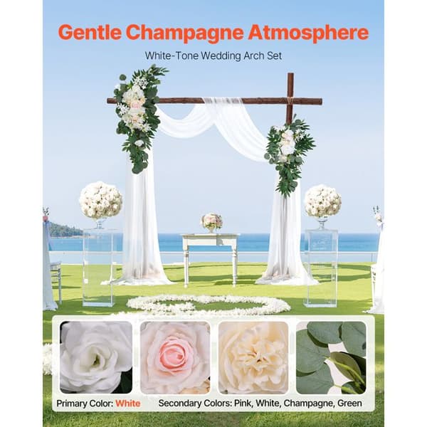 Kit af kunstige blomster - Duoku - til bryllupsbue - kit af hvide blomster til bryllupsbue med gardiner (sæt af 4)