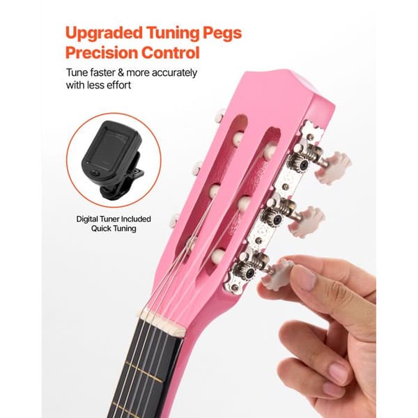 Klassisk gitarr - DUOKU - M5126 - 78 cm (30") - Lind - Komplett nybörjarkit (rosa) Ros