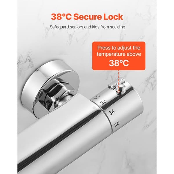Termostatblandare - DUOKU - YH0311 - Kromad Messing - Brännskydd - Justerbar Flöde Krom Argent