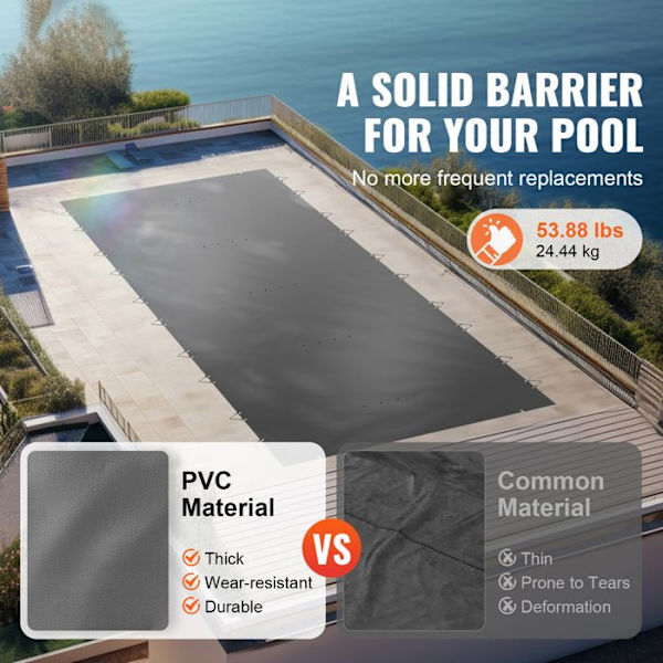 Säkerhetsduk för Pool - DUOKU - 4 x 8 m - Nätöverdrag - Dräneringshål - Rektangulär Svart