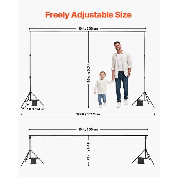 Support til Lærred - DUOKU - 6,5 x 10 ft - Justerbar - 5 Tværstænger - Sort svart