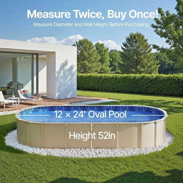 Oval Poolöverdrag - DUOKU - 732x366x120 cm - Hållbar Vinyl - Unibead Standard