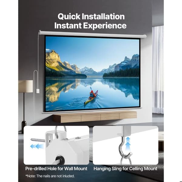 Motoriserad projektionsduk - DUOKU - ES120 - 120" (4:3) - PVC duk 4K gain 1,2 - Fjärrkontroll