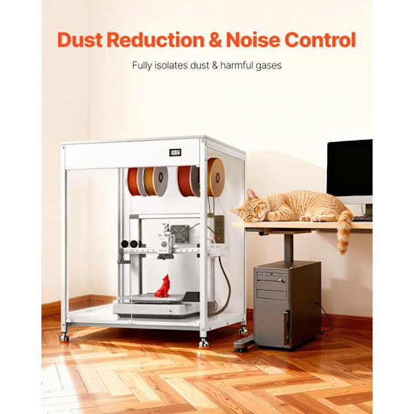 Caisson til 3D-printer-Duoku-med ventilationssystem-Lukket kabinet i akryl-Dust- og vandafvisende
