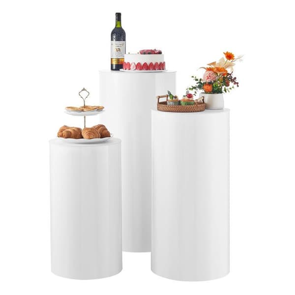 Support Floral - DUOKU - Sæt af 3 - Højde 60/75/90 cm - Belægning 15 kg - Moderne Design Vit