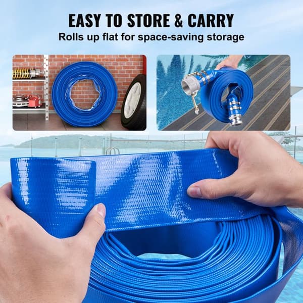 Vaskerør - DUOKU - 2 tommer x 50 fod - Robust PVC - Camlock C & E forbindelser - Udendørs Blå