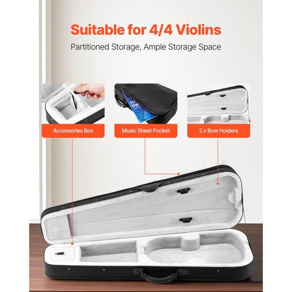 Violinetui 4/4-Duoku-i Nylon-Let og Transportabel-Fleeceforing-Dobbelte Stropper-Professionel Trekantsform