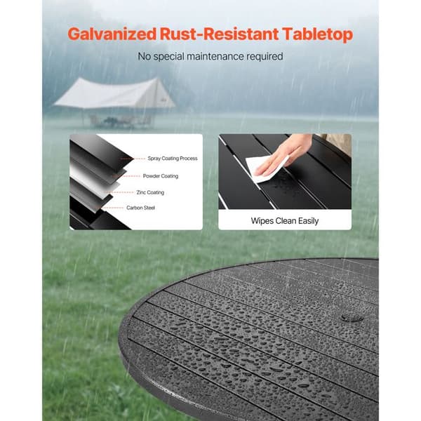 Havemøbel - DUOKU - Rund - Carbonstål - 1200 mm - Åbning til Parasol 38 mm Svart