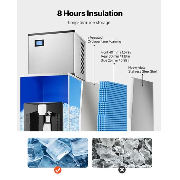 Iscubeproducent - DUOKU - AB-130BLS - 9 kg/min - Kapacitet på 80 kg - Rustfrit Stål