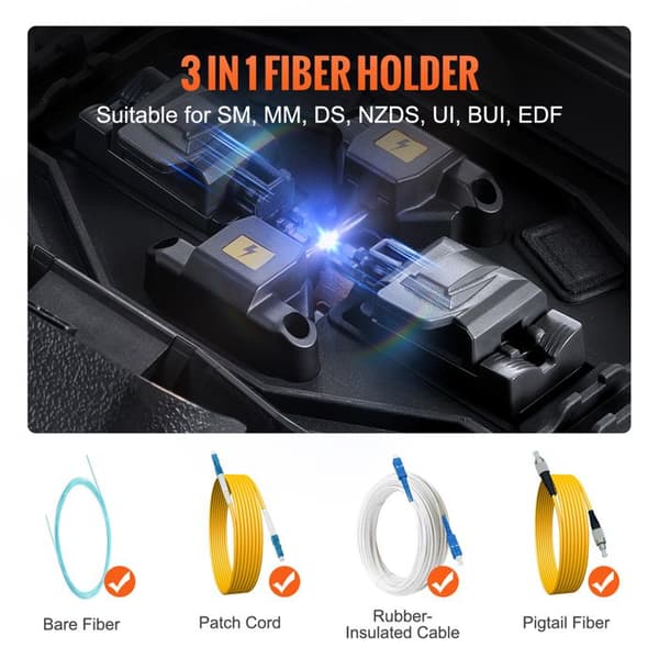 Fiber Optic Splicer 6 Motor-Duoku-Splicing 6 s and Heating 13 s-LCD Screen 5"-3 in 1 Support-7800 mAh Battery