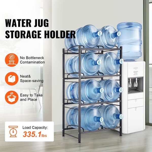 Understøttelse til Carafe-Duoku-4 Niveaus-Robust Flaskestativ til 5 Gallon-Til Køkken Kontor Stue-Sort