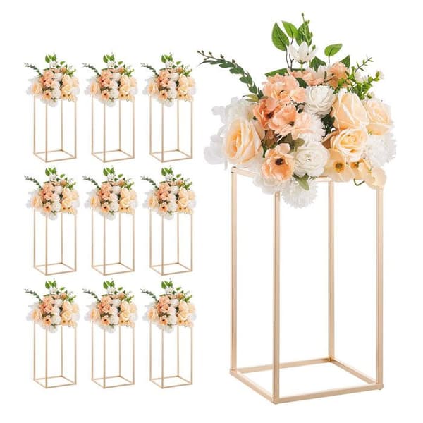 Set med 10 Stödsystem för Bröllopsblommor-Duoku-Rektangulära Pelare i Transparent Akryl 40 cm, för Bordcenter
