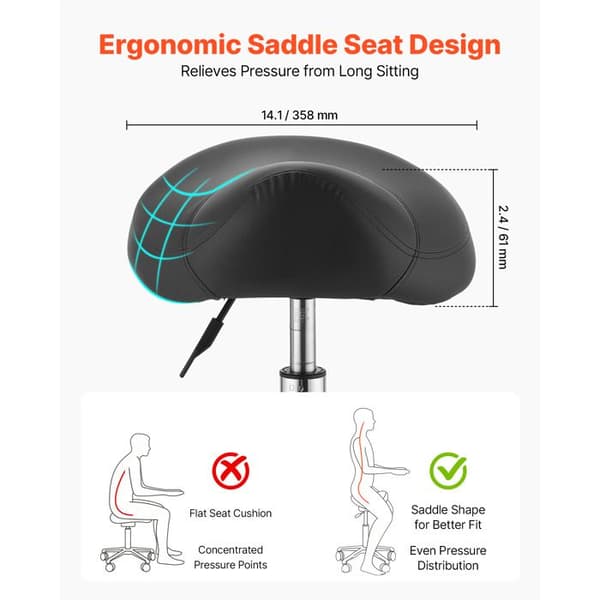 Taburett - DUOKU - MST003-3-P - 360° svängbart säte - Justerbar höjd 535-695 mm - Ergonomisk sits i PU-läder