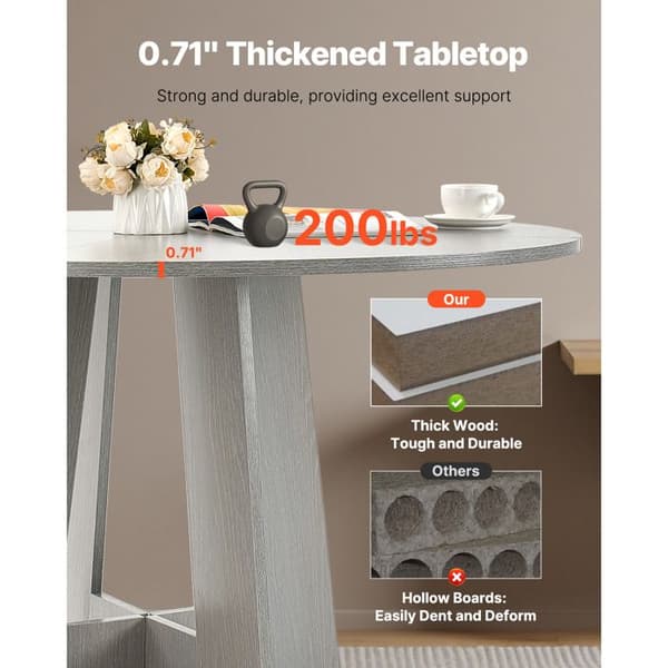 Rund Matbord - DUOKU - 120 cm - Trä - 4 Platser - Rustik Cirkulärt Möbler