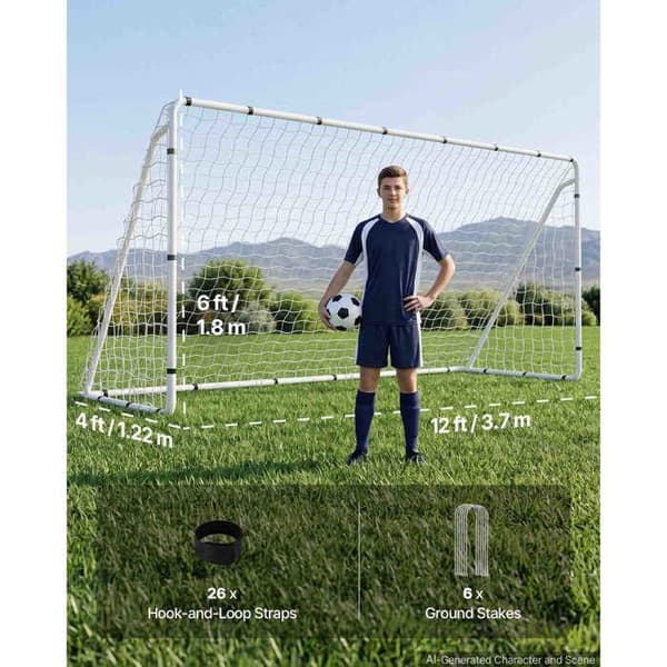 Fotbollsmål - DUOKU - DKS-36632 - 3,66x1,83 m - Robust metall - Vit PE-nät Vit
