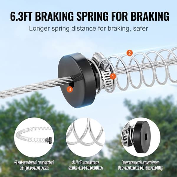 Zipline-sæt - DUOKU - 100 fod - Stål kabel - Til børn og voksne - Unisex