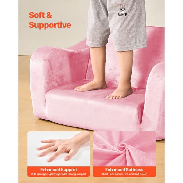 Barnsoffa 2-i-1-Duoku-Fällbar och Komfortabel Chaise Longue-Sovsoffa med Armstöd-Rosa, M
