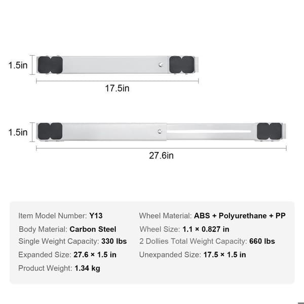 Møbelhjul - DUOKU - Model Y13 - Total belastning 660 lb - Hjul i ABS og polyurethan - Sæt med 2
