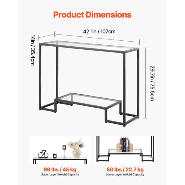 Bordskonsol - DUOKU - Rektangulär - Härdat Glas - 2 Nivåer - Kontemporär Design