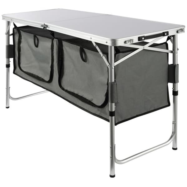 Köksbord camping - DUOKU - Fällbar matlagningsstation - Bärbar - 3 justerbara höjder - Aluminium+MDF