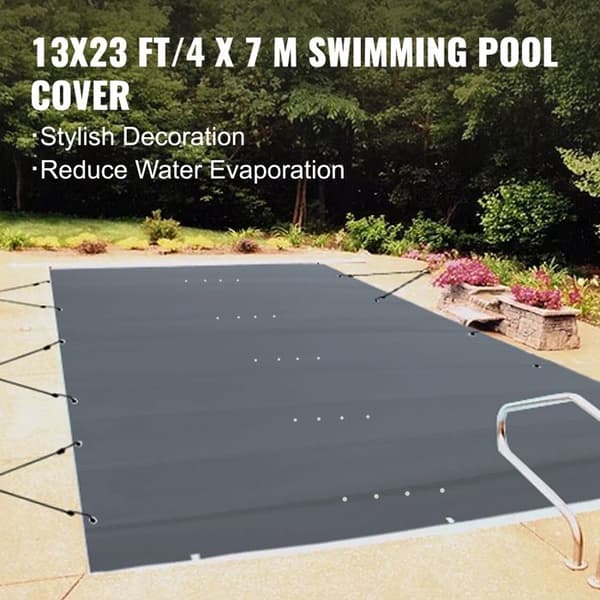 Säkerhetsöverdrag för pool - DUOKU - 4 x 7 m - PVC-täckning - Dräneringshål - rektangulär Svart