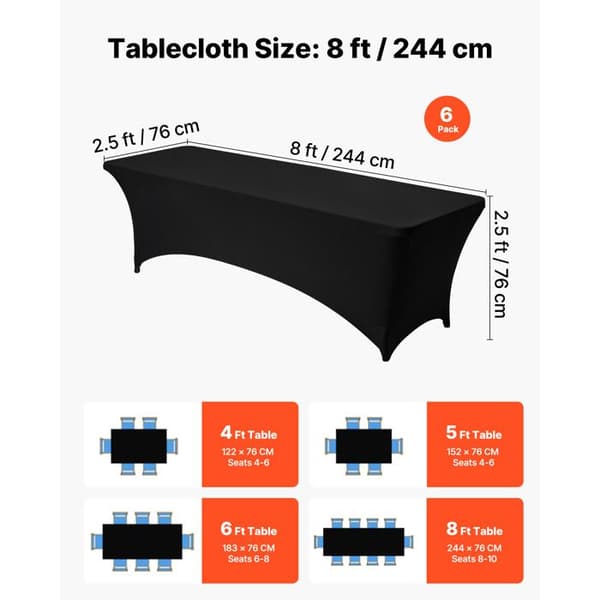 Udvidelig Dækken - DUOKU - RD-TB-32 - 244 x 76 x 76 cm - Sæt af 6 - Sort Svart