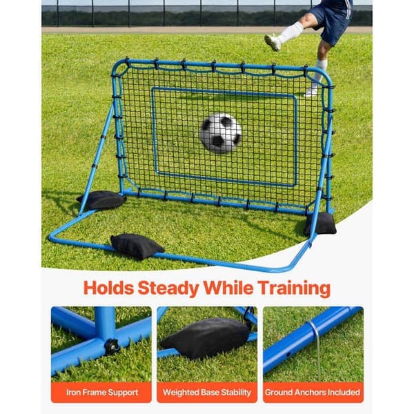 Fodbold Rebound Net-Duoku-193x121 cm-Justerbar Vinkel Rebounder-Durable Jernstruktur og PE Net