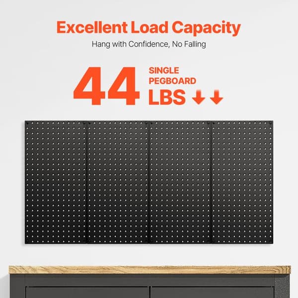 Perforerede Metalpaneler 24" x 12"-Duoku-4 Stærke Stålpaneler-Wall Organizer til Garage-Kontor-Køkken-Sort
