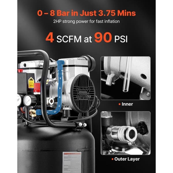 Luftkompressor-Duoku-50 L Vertikal utan Olja-Effekt på 1,5 kW-Flöde på 113 L/min