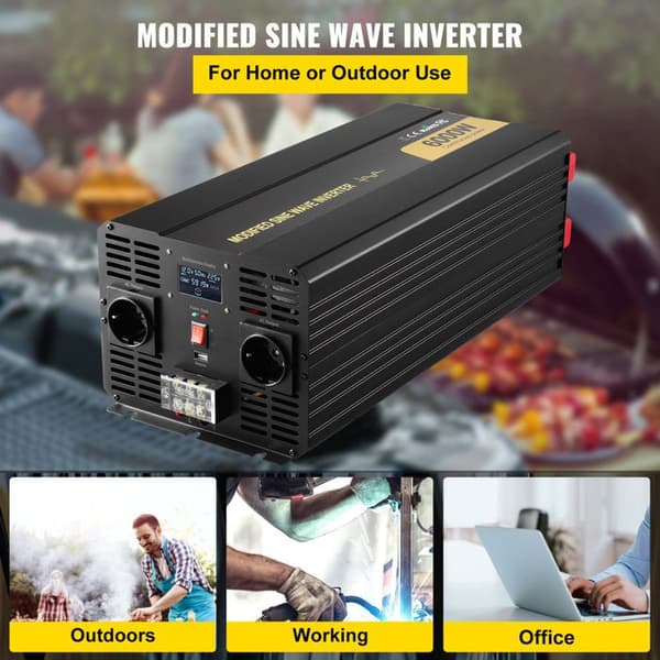 Bilomformer - DUOKU - TM-6000W - 6000 W - Modificeret Sinus Inverter - EU Stik