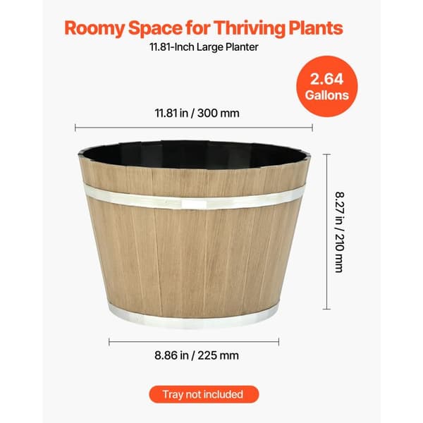 Plastkrukor - DUOKU - Paket med 4 - Fat Stil - 30 x 21 cm - Justerbar Dränering Ljus träkorn
