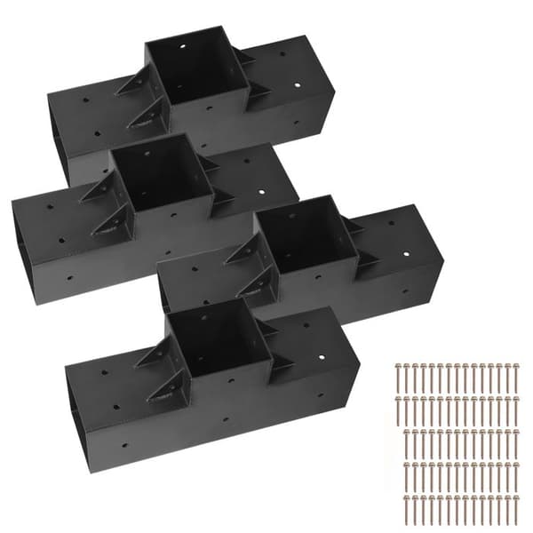 Pergola-tukit - DUOKU - 4 kappaletta - Hiili teräs - 89x89 cm - Musta Svart