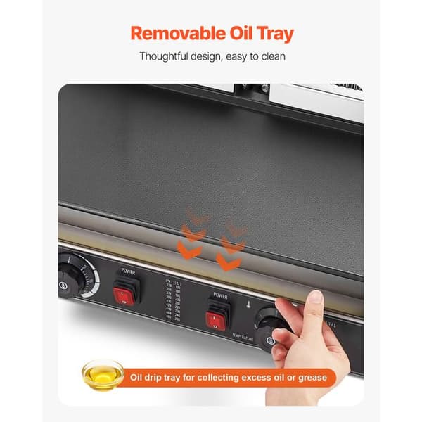 Grill panini elektrisk - DUOKU - YS-813C-EU - 3600 W - Yta 48,5x23 cm - Emaljerade plattor