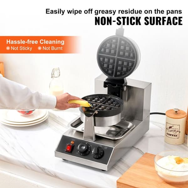 Gaufrier - DUOKU - EWF-2205 - 1300W - Rotativ - Non-stick - Rustfrit Stål Svart