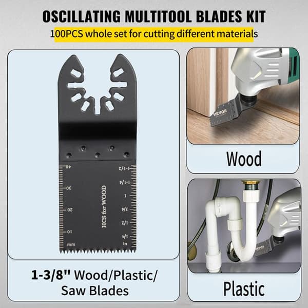 Oscillerande Sågblad-Duoku-100-Blads Multi-Tool-Kit-HCS - för Trä, Plast, Metall, Spik och Bultar
