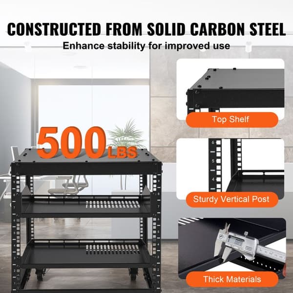 Öppen ram serverrack - DUOKU - SPT-504-09 - 9U - Justerbart djup 23–40" - Fristående/väggmonterad