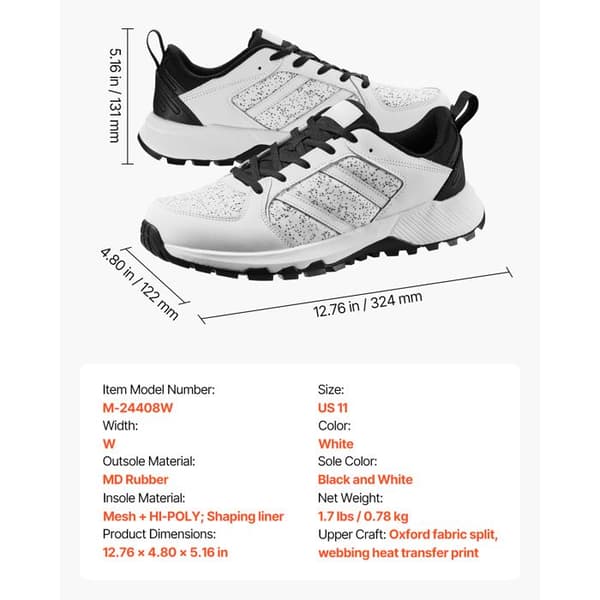Cross-training sko - DUOKU - M-24408W - Størrelse EU 43 - Bredde W - Hvid Vit 43