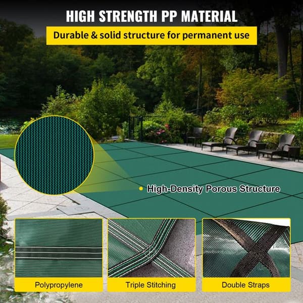 Säkerhetsöverdrag för Pool-Duoku-20 x 40 fot-Solid Nätöverdrag med Dräneringshål-Rektangulär grön