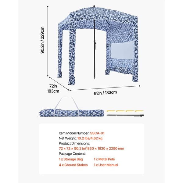 Strandtält - DUOKU - SSCA-01 - 1,83×1,83×2,29 m - Sidoväggar - Sandfickor