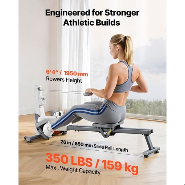 Fällbar Magnetisk Roddmaskin-Duoku-med Justerbart Motstånd på 16 Nivåer-Maximal Kapacitet 158 kg-Dubbla Glidrälsar