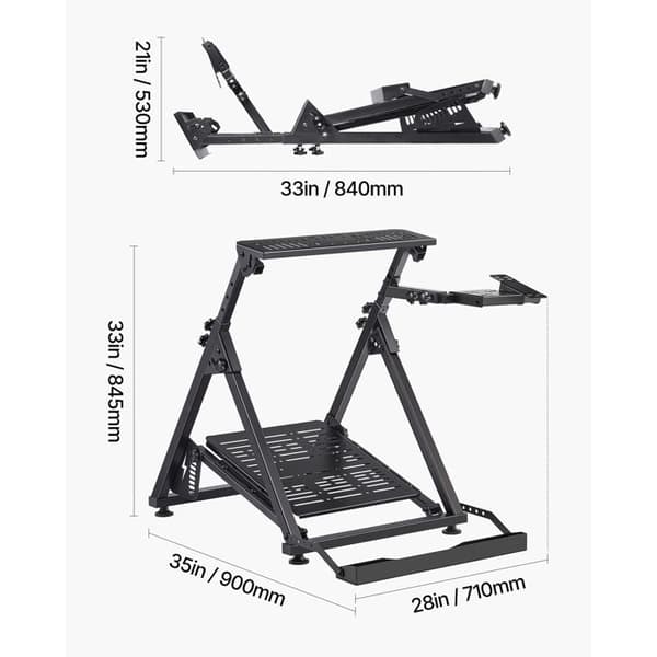 Racerställ - DUOKU - QY-BZ06 - Fällbar - Höjdjusterbar 700-845 mm - Kompatibel med Logitech/Thrustmaster/Fanatec Svart