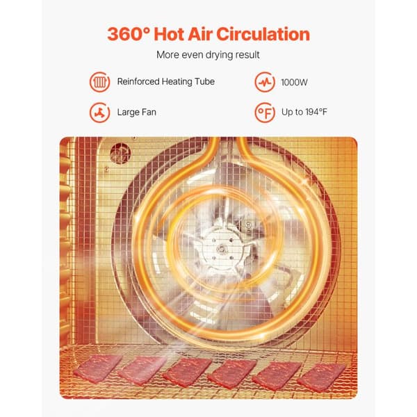 Maddehydrator - DUOKU - FD-1018 - 10 Hylder - 1000W - Justerbar Temperatur