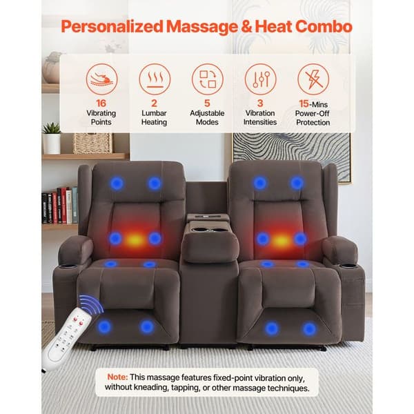Elastisk El-soffa - DUOKU - 2 Platser - Värme - Massage - Mocka