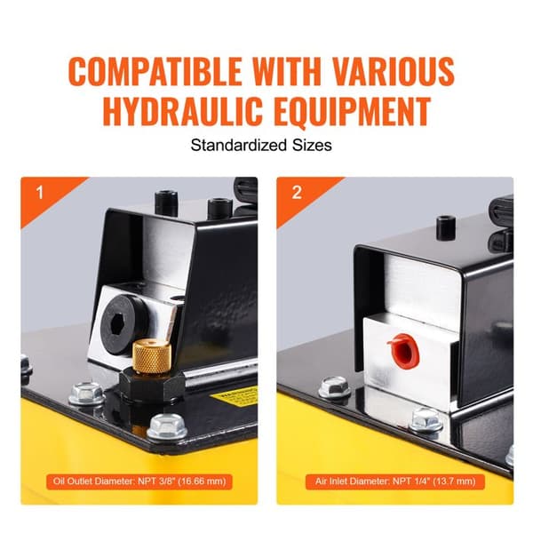 Luftdriven hydraulisk pump - DUOKU - TL-A5121 - 10 000 PSI (689 bar) - Tank 2,3 L - Flöde 0,8 L/min