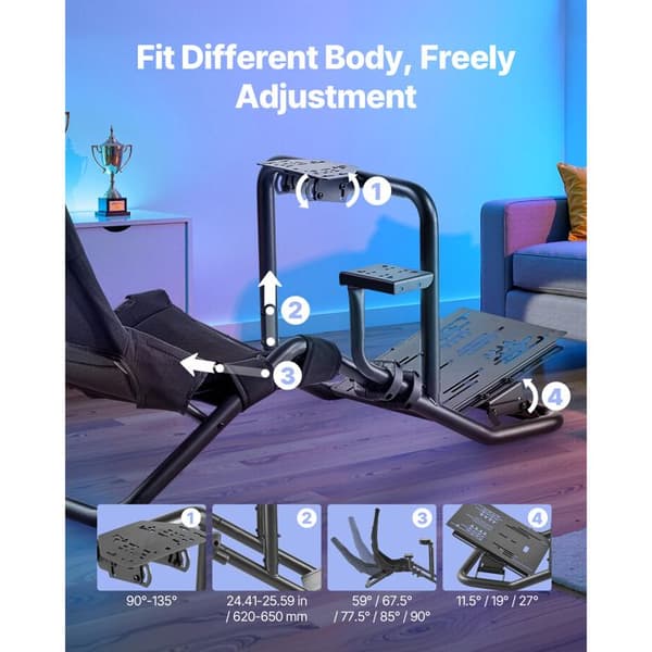 Rattstöd för Racing-Duoku-Solid Struktur för Simulator-Kompatibel med Logitech G25-G27-G29-Pedaler-Svart