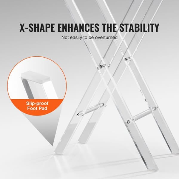Sido bord - DUOKU - JYFT-001R - Transparent Akryl - Fällbart X-ben - 40 cm bredd Transparent